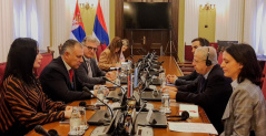 27 February 2025 The Head and members of the PFG with Argentina in conversation with the Ambassador of Argentina to the Republic of Serbia
